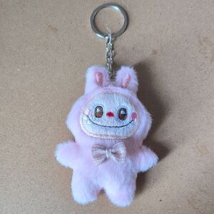 Cute Pink Plush Bunny Keychain